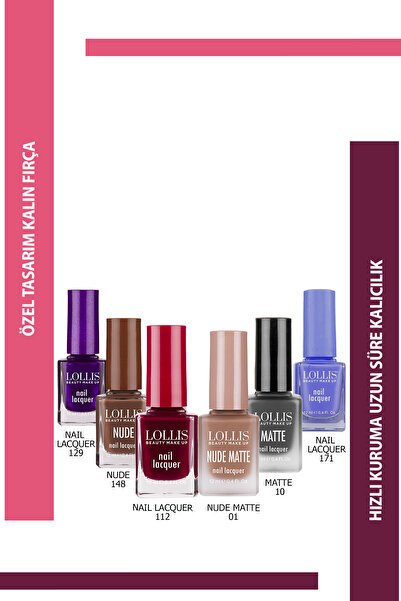 Lollis Oje Seti 6'li Oje 129 / Nude 148 / Oje 112 / Nude Matte 01 / Matte 10 ...