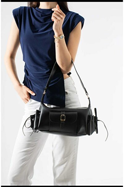 ÖZÜM ÇANTA Marino Model Women's Hand and Shoulder Bag with Pockets, Black