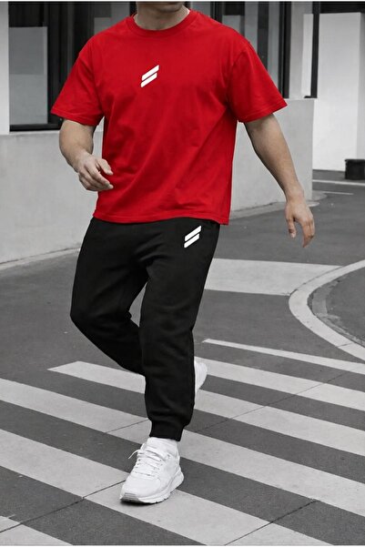 FAEL LİFE Unisex Wide-Let T-Shirt and Sweatpants Set with Double Line Print