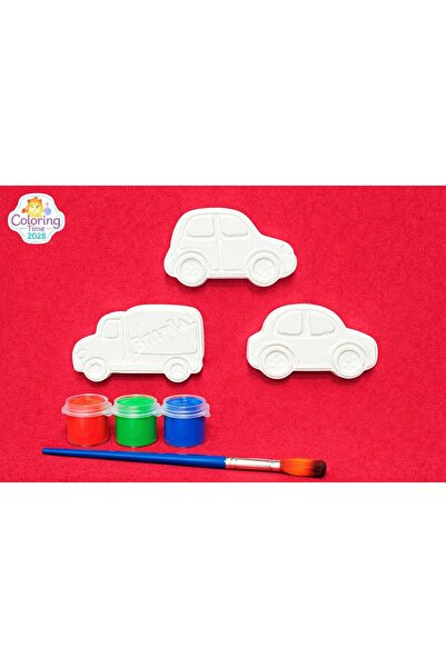 Taş Tozu Boyama Seti - Arabalar Taşıtlar temalı Boyası Ve Fırçası İle Birlikte