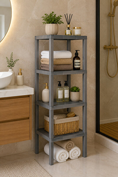 Metsar Home 4 Katlı S Beyaz Banyo Rafı - Banyo Düzenleyici Çok Amaçlı Banyo,M...