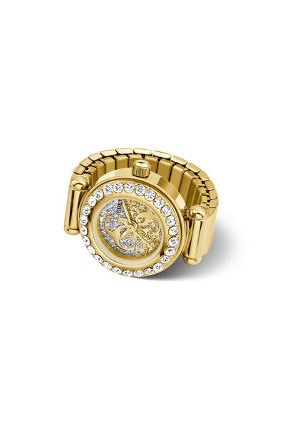 Guess Ladies Yellow Gold Tone Round Analog Watch