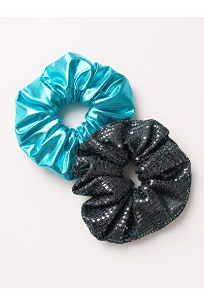 Melff Women's Elastic Set of 2 Colorful Fabric Bagel Scrunchie Clips