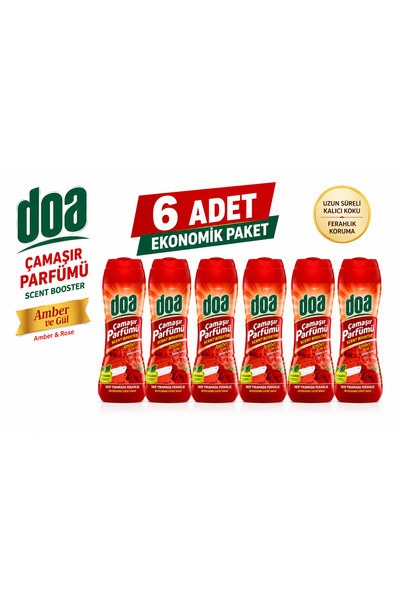Doa Amber & Gül Çamaşır Parfümü 6’lı Ekonomik Paket | Yoğun Kalıcı Koku & Uzu...