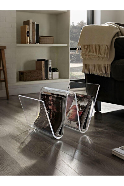 RuCollection Şeffaf Pleksi Dergilik, Dekoratif Gazete ve Dergi Standı, Modern...