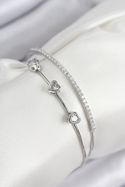 northcity n Heart Model Silver Color Women's Bracelet - Brass Zircon Stone St...