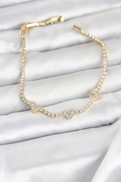 OEM Brass Gold Color Heart Model Zircon Stone Waterway Women's Bracelet