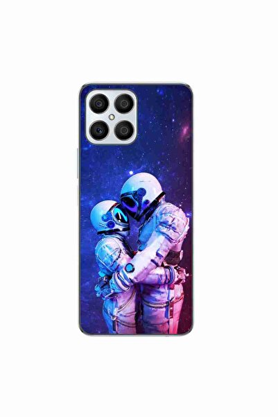OEM Case compatible with Honor X8 4G Silicon Gel Tpu Model Astronauts Couple
