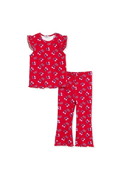 ebebek Hello Baby HelloBaby Kız Bebek Bluz-Tayt Kiraz Baskılı Bisiklet Yaka K...