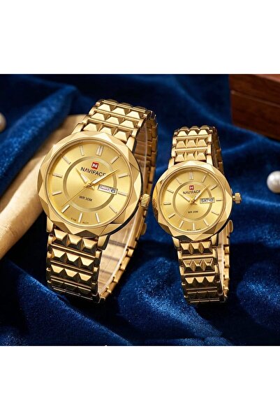 NAVIFACE Luxury Couple Watch Set - Matching His and Hers Quartz Watches with ...