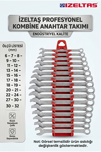 İzeltaş 21 Parça Kombine Anahtar Takımı Kısa Boy