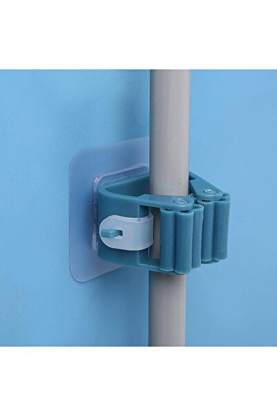 Spaceshoop 4Pcs Non Punch Adhesive Wall Mounted Mop Holder Storage Broom Hanger Clip Seamless Mop Hook Bathroom Home Kitchen Organizer Multicolor