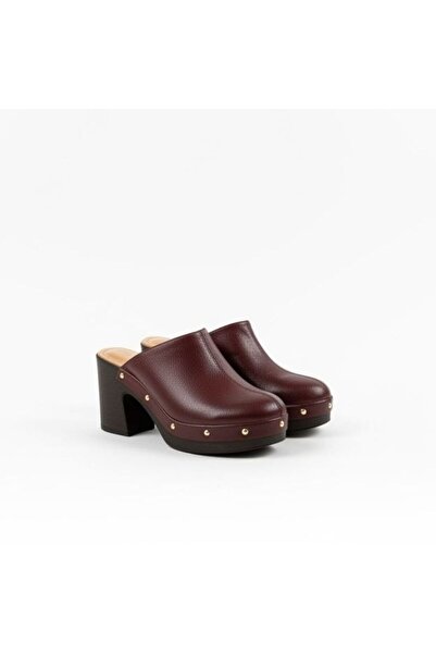 NE&VE SHOES Burgundy Leather Light Sole Women's Clogs Slippers