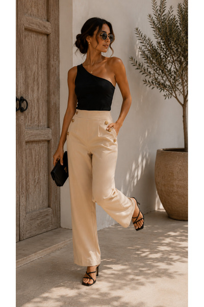 Aska Butik Cep Kısımları Düğmeli Pantolon