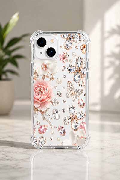 Caseji İphone 15/14 Uyumlu Cute Çiçekler Kelebekler Baskılı Sevimli Telefon K...