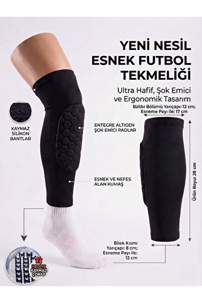 unes Yeni Nesil Esnek Futbol Tekmeliği - Şok Emici Petli Tekmelik Çorabı - Si...