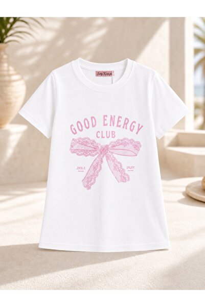 SETTY KOOP Tricou cu mânecă scurtă pentru fete – Imprimeu „Good Energy Club” ...