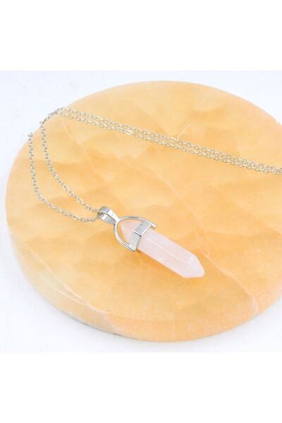 Zodyak Doğal Taş Certified Natural Stone Stud Necklace | Pink Quartz