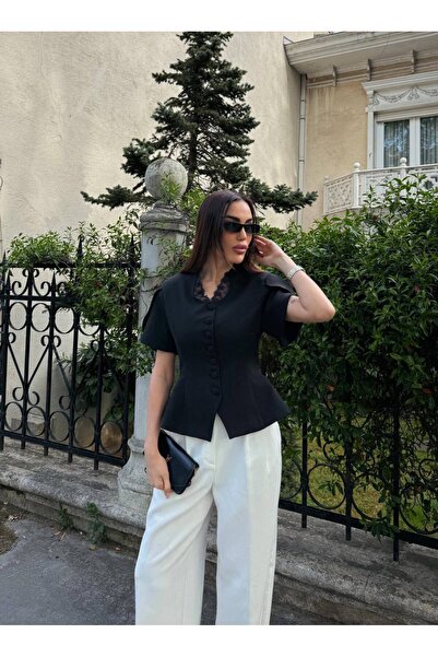 LOKADI Jachetă peplum cu detalii din dantelă pentru femei - Jachetă elegantă ...
