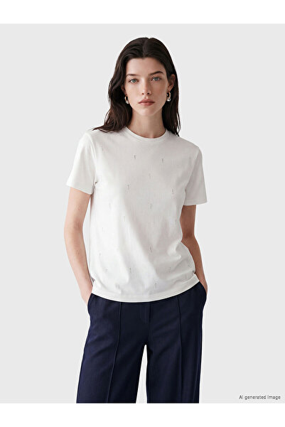LC Waikiki Trendlucky Soft Touch Women's T-Shirt with Stones