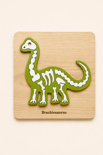 Store Wooden Dinosaur Puzzle Find and Fit Toy Brachiosaurus Skeleton Educational Montessori Puzzle for Ages 3+