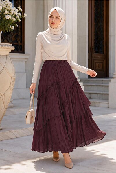 TRENDTESETTÜR KADIN BORDO KATLI VUAL ETEK T 7652