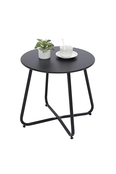Sumkyle Outdoor Table Small Patio Side Table, Round Metal Side Table, Weather...