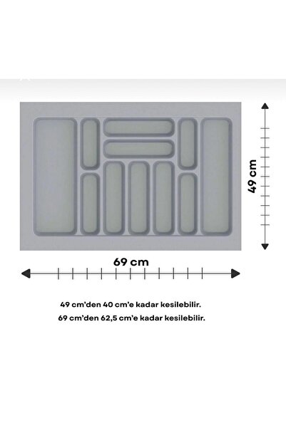 Ersan Drawer Organizer for Spoons and Ladles – Gray Color 69X49 cm (Can Be Cu...