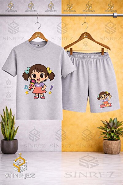 SİNREZ Tricou imprimat pentru copii cu guler rotund și microfon - Set pantalo...
