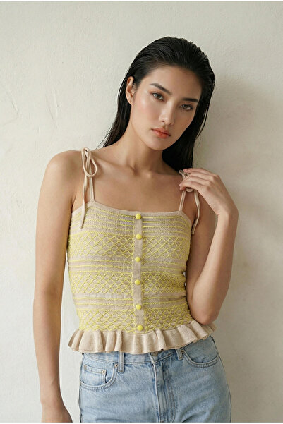 She Wears Diamond Knit Tie-Strap Top