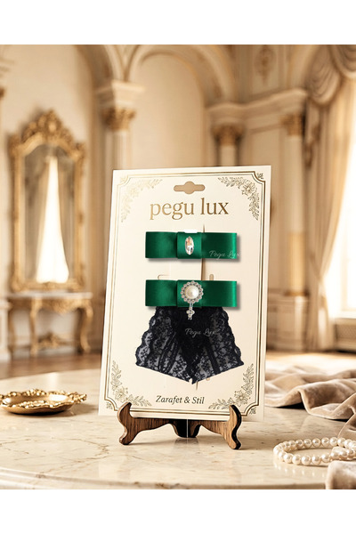 pegu baby collection Set de 2 agrafe de păr din satin verde smarald, mici, mi...