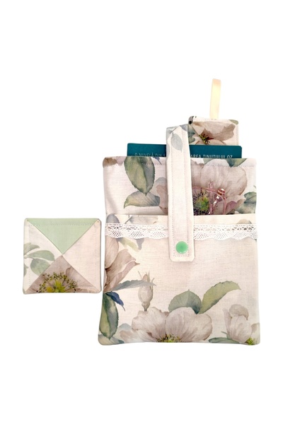 Lucille Craftshop Handmade Set – Book Cover, Bookmark and Pastel Floral Mug H...