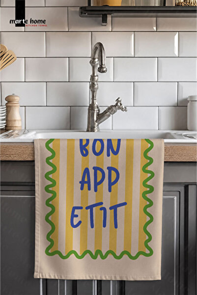 Marte Home BON APPETIT PROSOP DE BUCĂTĂRIE CU IMPRIMEU COLORAT 40x60, CÂRPA D...