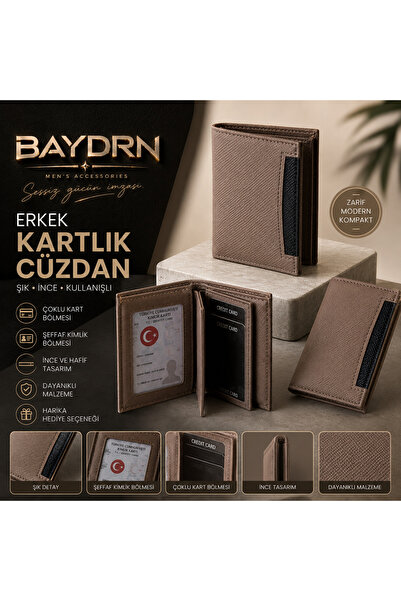 baydrn Men's Mink Card Holder Wallet - Slim Design Multi-Compartment Leather-...