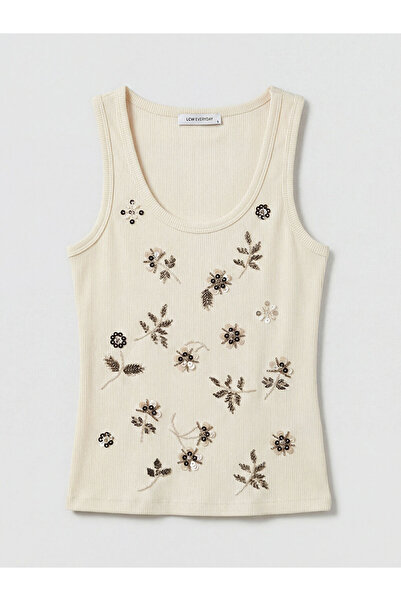 LC Waikiki New Season Ecru U-Neck Beaded Embroidered Women's Undershirt from ...