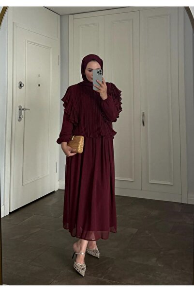 Sara Deluxe Luxury Piled Ruffle Detail Chiffon Skirt and Bluse Set