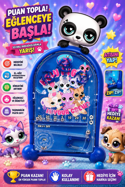 BigsToy PinBall Littlest Pet Shop Eğitici Retro Eğitici Oyuncak Mavi nhnMavilps