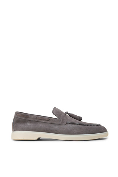 Deery Men's Genuine Suede Gray Tasseled Loafer