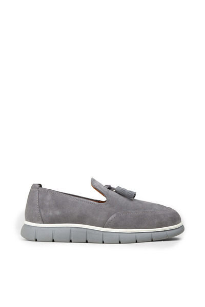 Deery Men's Genuine Suede Gray Tasseled Loafer