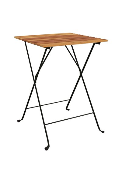 vidaxl Folding bistro table, 55x54x71 cm, solid teak wood and steel