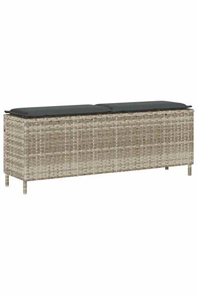 vidaxl Bancă de grădină cu pernă gri deschis 110x30x40,5 cm Poly Ratan