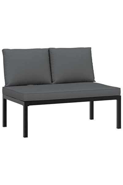vidaxl Garden bench with cushions, black, aluminum