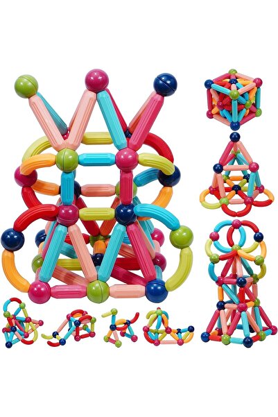 Arabest 64-Piece Magnetic Sticks,Building Blocks,STEM Learning,Educational To...