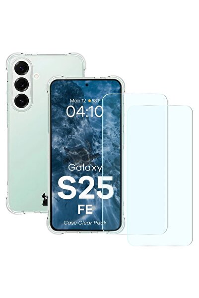 BizonMobile Husă transparentă 3-în-1 + 2 folii de sticlă pentru Galaxy S25 FE