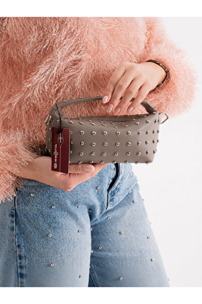 Sellini Sia Staple Detailed Faux Leather Women's Crossbody Bag Mink