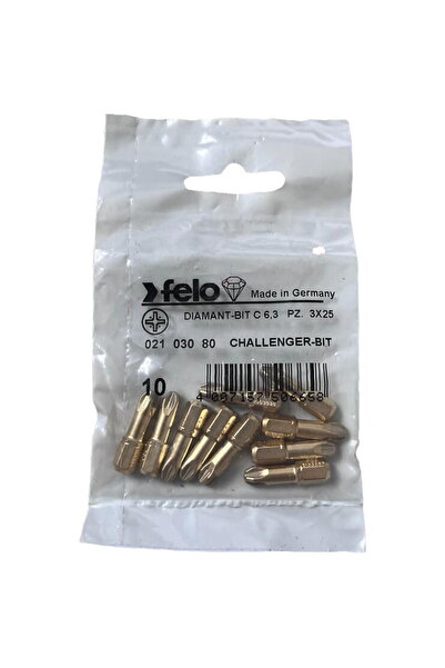 FELO Set de 10 biți diamantate cu profil Pozidrive, C6.3, PZ3, 25mm
