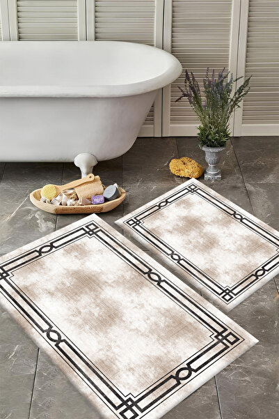 VİVİCAHOME Washable Non-Slip Based 2-Piece Bath Mat Set Stylish Design Bath Mat