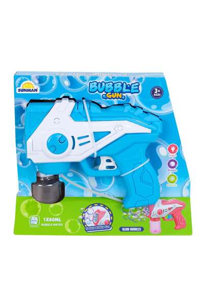 Sunman Pistol de facut baloane cu lumini si sunete, Bubble Gun, 160 ml, Albastru