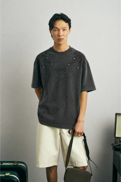 Chirkef Unisex Anthracite Oversize 100% Cotton Front Printed Crew Neck Street...