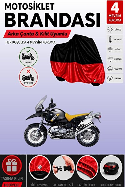 Cemku Double Black Top - Red Bottom, Rear Bag Compatible Bmw R 1150 Gs Advent...